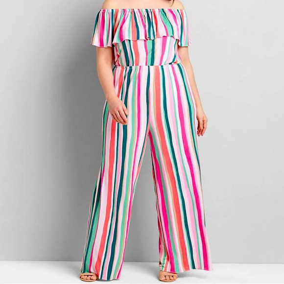 Lane Bryant Multicolor Striped Jumpsuit - Picture 1 of 3